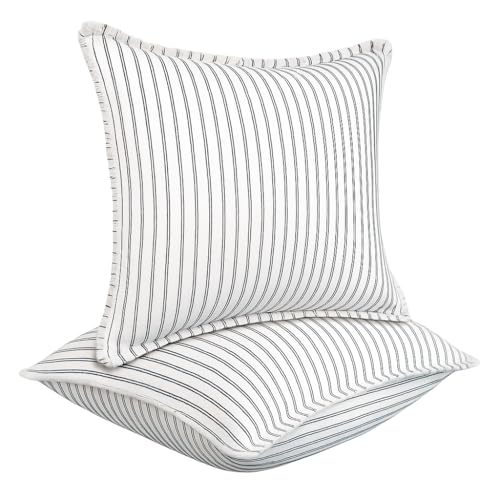 JMGBird Accent Pillows Boho Throw Pillows with Inserts Included - color: Light Blue & White, size: 18" x 18" (Pack of 2)