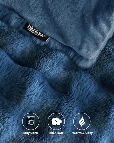Ultra Soft Cozy Faux Fur Throw Blanket, Fuzzy Plush Thick Bubble Blanket, Oversize Luxury Fluffy Blanket for Couch, Bed, and Living Room, 60x80 Inches, Blue - color: Blue, size: Twin(60" X 80")
