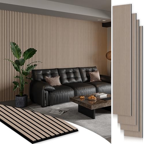 SMARTSTANDARD 4 Pack 106" x 12.6" Wood Slat Wall Panels, Walnut - color: Walnut, size: 106" x 50.4"