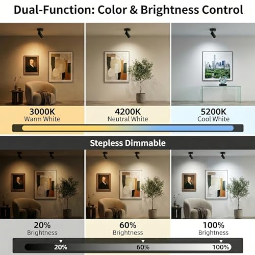 Magnetic Rechargeable Picture Light 2 Pack, Wireless Art Spotlight with Remote & Touch Control, 3 Color Temps Dimmable Wall Light, 2000mAh Battery Accent Lighting for Painting, Gallery, Display - color: Black