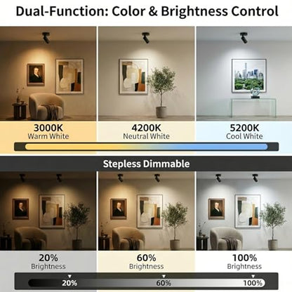 Magnetic Rechargeable Picture Light 2 Pack, Wireless Art Spotlight with Remote & Touch Control, 3 Color Temps Dimmable Wall Light, 2000mAh Battery Accent Lighting for Painting, Gallery, Display - color: Black