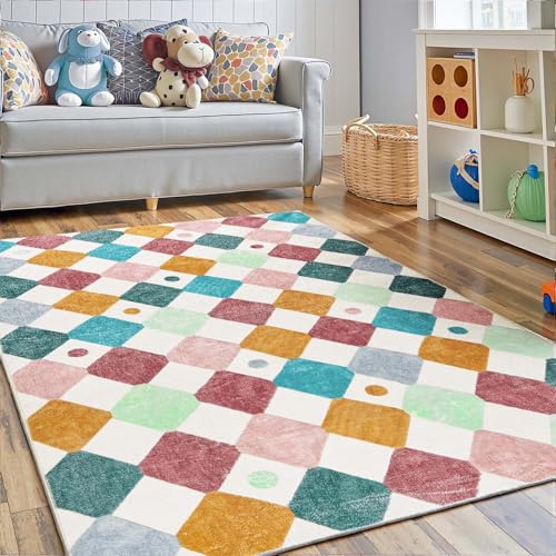 jinchan 3x5 Washable Playroom Rug Kids Room Nursery Classroom Rug Confetti - color: Diamond Confetti, size: 3' x 5' (Rectangular)