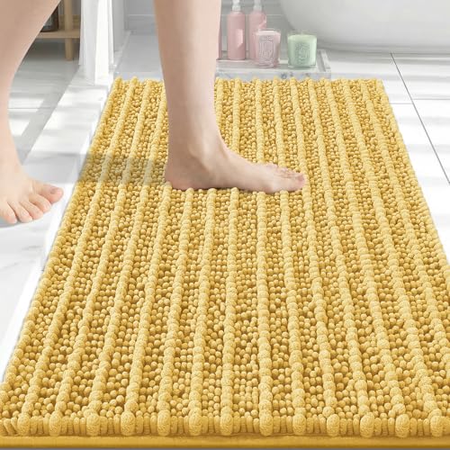 Arotive Bathroom Rugs Mat 30x20, Soft Absorbent Chenille Shaggy Bath Mat - color: Yellow, size: 30" X 20"