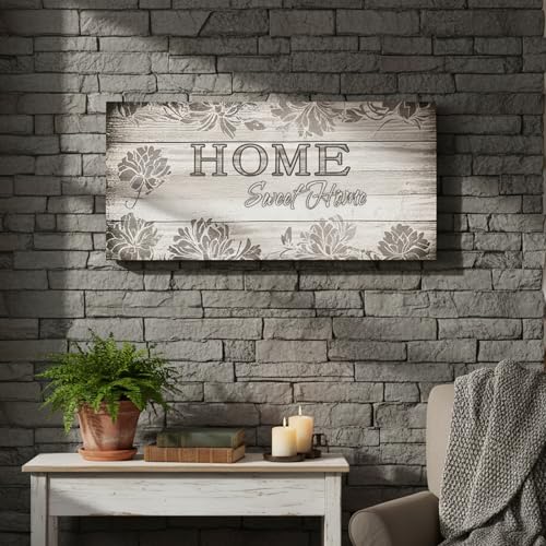 HUADAOART Home Sweet Home Canvas Wall Art – Framed Inspirational Quote Print for Living Room Entryway Farmhouse Decor Waterproof 24x48 Inch - size: 48"L x 24"W