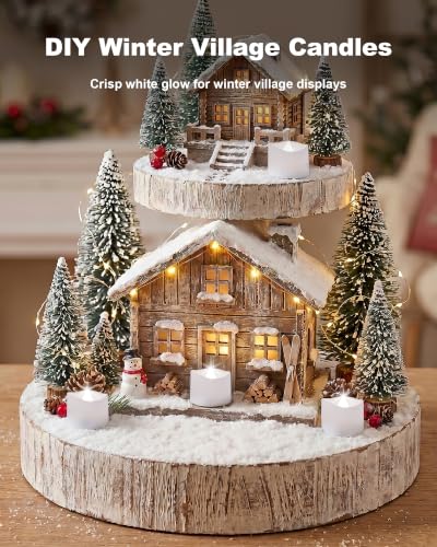 Homemory 24-Pack Flameless Tea Lights Candles Battery Operated, 200+ Hours - color: Cool White Glow – White Body, size: Pack of 24