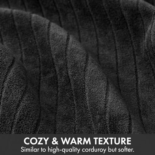 MIULEE Set of 2 Black Textured Striped Throw Pillow Covers 20x20 Inch - color: Black, size: 20" x 20" (Pack of 2)