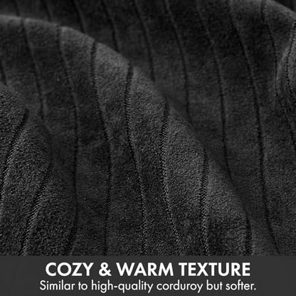 MIULEE Set of 2 Black Textured Striped Throw Pillow Covers 20x20 Inch - color: Black, size: 20" x 20" (Pack of 2)