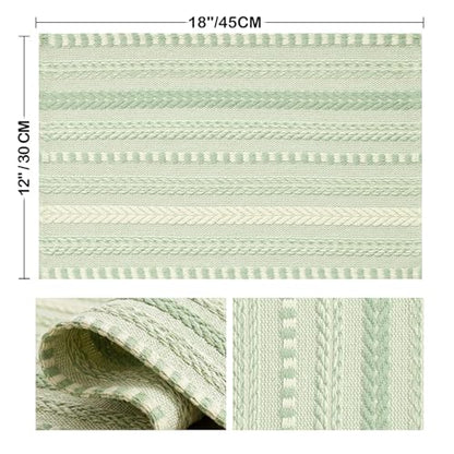 Artoid Mode Sage Green Woven Braided Stripe Placemats Set of 4-12x18 Inch - color: Sage Green, size: 12" x 18", 4 Pcs