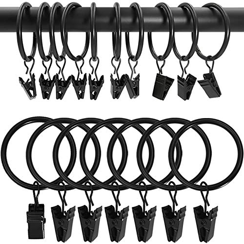 100 Pack Metal Curtain Rings with Clips, 1.5 in ID, Black - color: Black, size: 1.5" I D 100 Pack