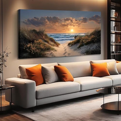 Ouzzlie Landscape Wall Art Brown Art for Living Room - color: Brown, size: 59"L x 29"W