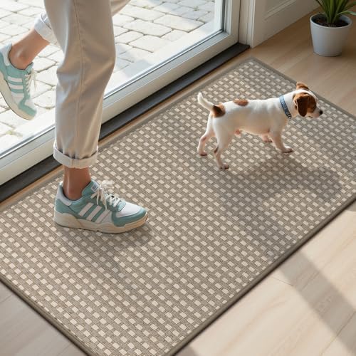 U'Artlines Front Door Mat 17"x29",Indoor Outdoor Floor Mats, Brown - color: Brown, size: 17"x29"