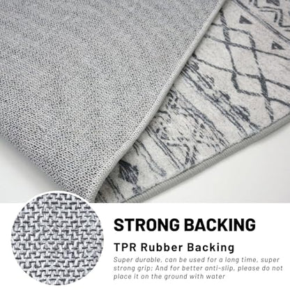 KUTA Extra Long Runners for Hallways 2.6x20ft Washable Grey Boho Runners - color: Grey, size: 2'7" x 20' (Runner)