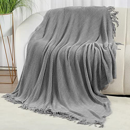 Blagic Chenille Throw Blanket for Couch and Bed,Light Gey,50"x60" - color: F-grey, size: 50 × 60 in
