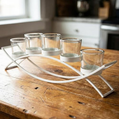 Seraphic Table Centerpieces for Dining Room, Tealight Candle Holder, White - color: White, size: 5 Cup