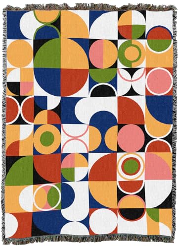 Pure Country Weavers Bauhaus Retro Blanket - Mid Century Modern - Gift Tapestry Throw Woven from Cotton - Made in The USA (72x54) - color: Bauhaus Retro, size: 72x54