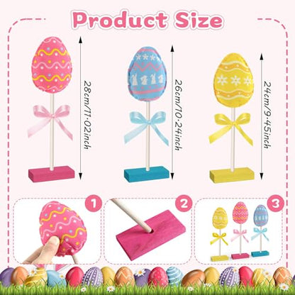 DECYOOL 3 Pcs Easter Egg Table Decor Easter Decorations for Home