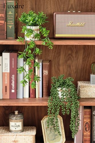 2 Pack Fake Hanging Plants, Faux Eucalyptus Vine Fern and String of Pearls - color: Hangingb-2pcs