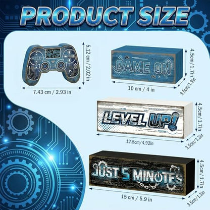 Britimes Tiered Tray Decor Set, 4 Pack, Wooden Table Sign, Gamer Gaming - style: Game