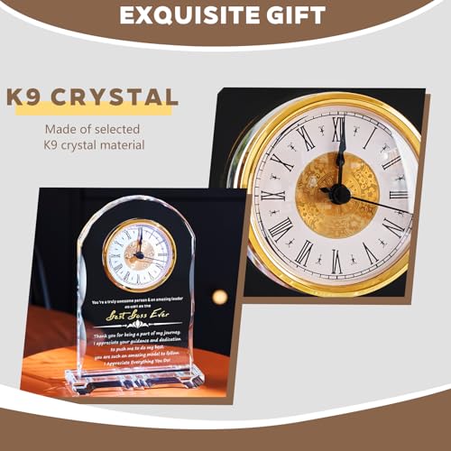 Meaningful Retirement Crystal Clock Gifts for Women Men, Best Boss Ever Happy Retirement Clock Plaque Gifts Going Away Gift Leaving Gifts Congratulations Retired Gifts Farewell Presents Ideas - color: Best Boss Ever