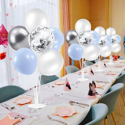ZJDHPTY 4Set Light Blue Silver Balloon Stand Table Centerpieces Party Decor - color: Light Blue Silver 4