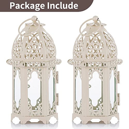 NUPTIO 2 Pcs Moroccan White Candle Lantern, Small Tealight Holders - color: White, size: 2 Pcs Small Size