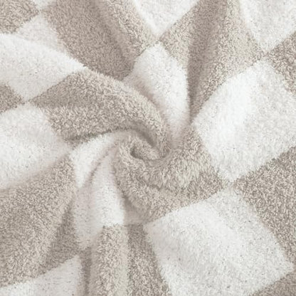 WRENSONGE Soft Checkered Throw Blanket for Couch-Cozy Warm Knitted Blankets - color: Art Taupe, size: Small(30''x40'')