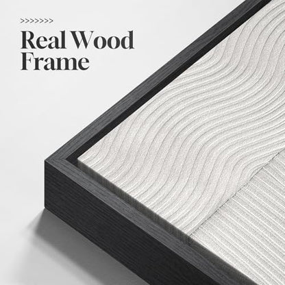 Framed Black and White Modern Abstract Wall Art set, 3 Piece Canvas Prints - color: Black and White Dialogue, size: 16" W x 24" H x 3Pcs