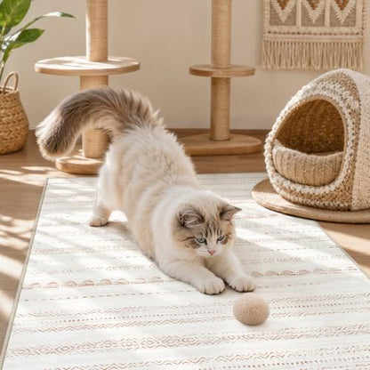 Nakagishi Boho 2x3 Washable Area Rug Non Slip Carpet for Entryway Beige - color: Beige Brown, size: 2' X 3' (Rectangular)