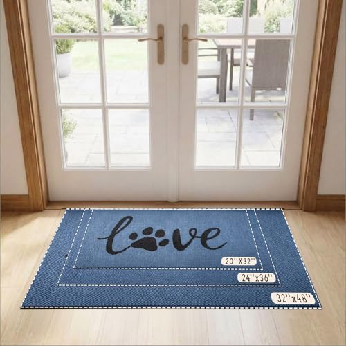Bulijojo Dirt Trapper Door Mat, 24"x36" Non Slip Entrance Mat Blue - color: Blue, size: 2' x 3' (Rectangular)