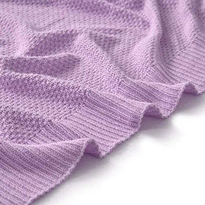 TREELY 100% Cotton Lavender Knitted Throw Blanket 50"x60" - color: Lavender, size: Throw(50" x 60")
