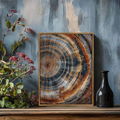 BingruiArt Faux Wood Tree Ring 04 Canvas Wall Art 12x16 Framed - color: Tree Ring - 02, size: 36"L x 24"W