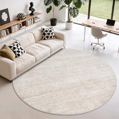 Valenrug Round Rugs 8ft, Circle Washable Area Rugs for Living Room, Beige - color: 01-beige, size: 8' (Round)