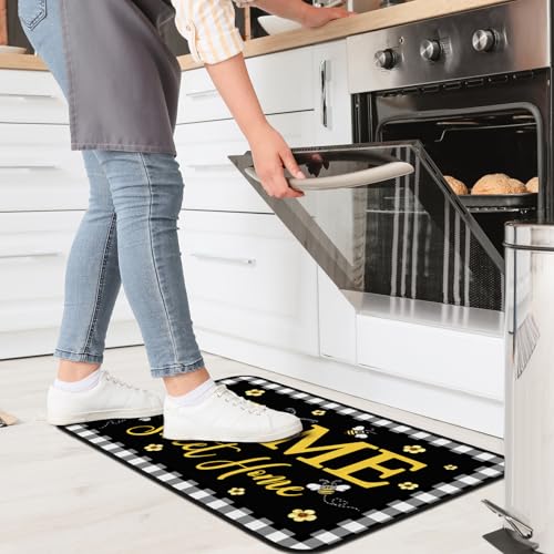 Fourluoo 3 Pcs Bee Kitchen Rugs and Mats Decor Set Honey Bee Kitchen Rugs - color: Honey Bee