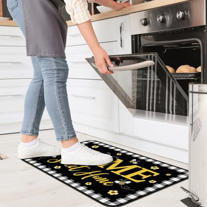 Fourluoo 3 Pcs Bee Kitchen Rugs and Mats Decor Set Honey Bee Kitchen Rugs - color: Honey Bee