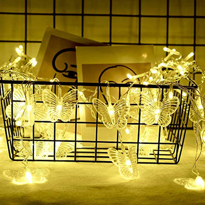 Butterfly Curtain Fairy Lights USB Plug in,8 Modes 120 LED 19.7FT Firefly Twinkle Timer String Lights with Remote, Waterproof Copper Wire for Bedroom Patio Christmas Wedding Party Dorm(Warm White) - color: Warm White