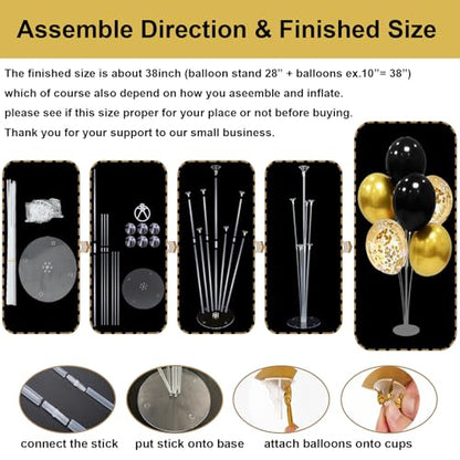 ZJDHPTY 4 Set Black and Gold Balloon Stand Table Centerpieces Party Decor - color: Black Gold 4