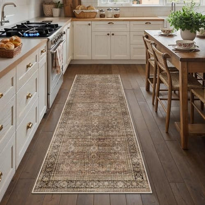 Schweek 2x6 Brown Runner Rugs Washable Non Slip Kitchen Rug Hallway Runners - color: Brown, size: 2' x 6' (Runner)