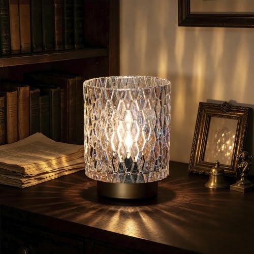 ULAROOM Battery Operated Table Lamp,Cordless Small Accent lamp, Clear - color: Clear-3AA