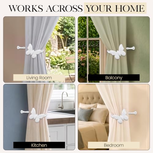 RTZEN Metal Curtain Tiebacks, Drapery Holders for Wall, 2 Pcs - size: Medium, style: Butterfly - W