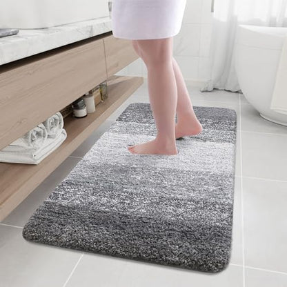 Arotive Microfiber Bathroom Rugs, Shaggy Soft Absorbent Bath Rug, 47x24 - color: Grey, size: 47" X 24"