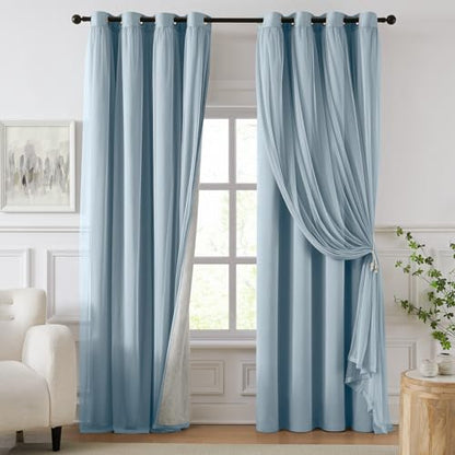 100% Blackout Curtains for Bedroom, Double Layer Blue 63" L - color: Celestial Blue, size: 52"W x 63"L (Pack of 2)
