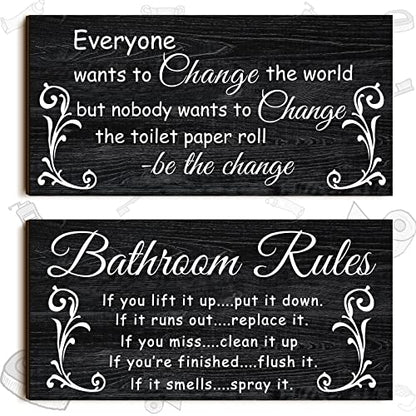 Jetec 2 Pcs Funny Bathroom Decor Black and White Bathroom Wall Decor - style: Dark Style