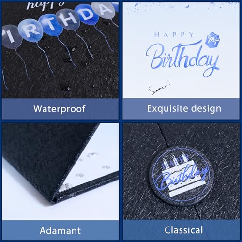 Crenics Blue and Black Birthday Guest Signature Book Alternative 18" x 12" - color: Black and Blue