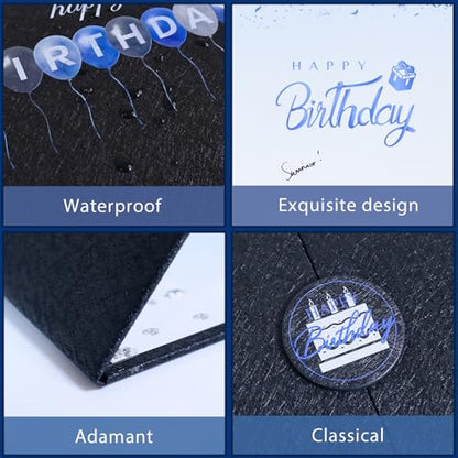 Crenics Blue and Black Birthday Guest Signature Book Alternative 18" x 12" - color: Black and Blue