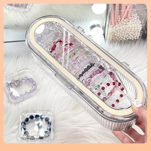 Acrylic Jewelry Storage Box - Portable Clamshell Box + 13 Small Boxes, Transparent Dust-Proof and Moisture-Proof Jewelry Finishing Box, Suitable for Bracelets, Necklaces and Earrings Storage