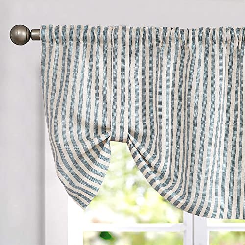 jinchan Linen Boxter Stripe Valances for Window 50 x 18 inch,Blue,1 Panel - color: Boxter Stripe | Blue on Linen, size: 50"W x 18"L (Pack of 1)