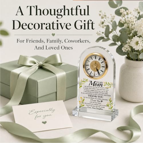 WKYAER Mom Gifts from Daughter Acrylic Desk Clock, Dear Mom Quote Verse, Mother's Day Acrylic Desk Clock Gift, Loving Present from Daughter, Home Office Display, 4.3 x 7.8 in - color: Gift 15