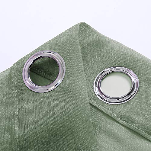 DONREN Sage Sheer Curtains 72 Inch Grommet 2 Pieces Faux Linen Voile Drapes Window Textured Sheer Curtains for Living Room Bedroom, 52 W x 72 L Inch Length - color: Sage, size: 52"W x 72"L (Pack of 2)