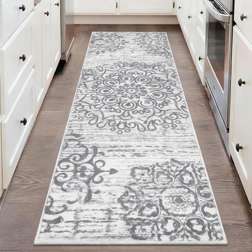 HEBE Hallway Runner Rug 2'x5', Washable Non Slip Kitchen Rug Runner - color: Grey, size: 2' x 5' (Rectangular)