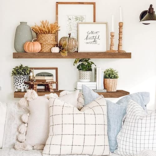 QEEIG Long Floating Shelves for Wall (Brown, Set of 2, 35.4") - color: A. Brown, size: 35.4"